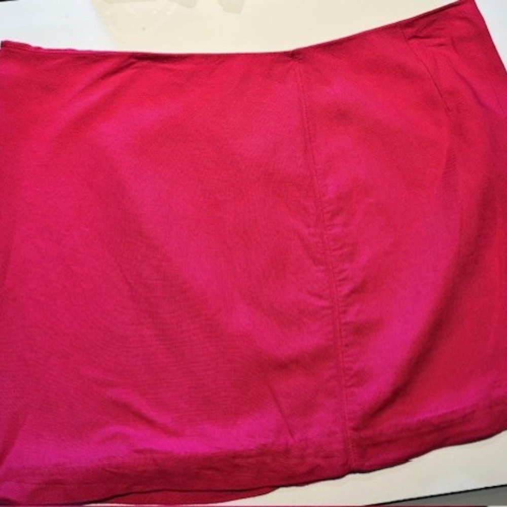 H&M Skirt Womens 14 Hot Pink Lined Linen Blend Mini Skirt Pencil Party Club